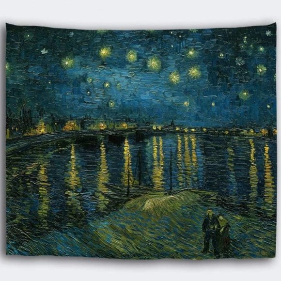 Huge Starry Night Over the Rhone Vincent Van Gogh Wall Art Hanging Tapestry New - Picture 5 of 10